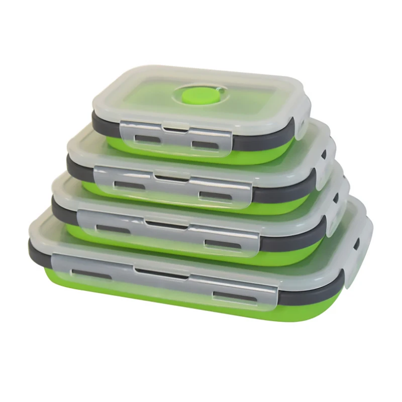 4 шт./компл. набор силиконовых коробок для ланча Штабелируемый контейнер бенто