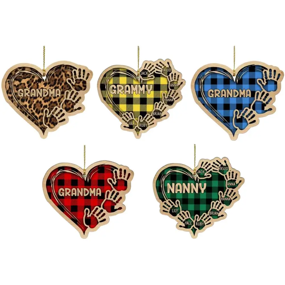 

Деревянные украшения для рождественской елки, деревянные поделки в форме сердца, подвеска ручной работы, коллекция Рождественское украшен...