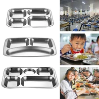 stainless steel divided dinner tray lunch container food plate for school canteen 345 section