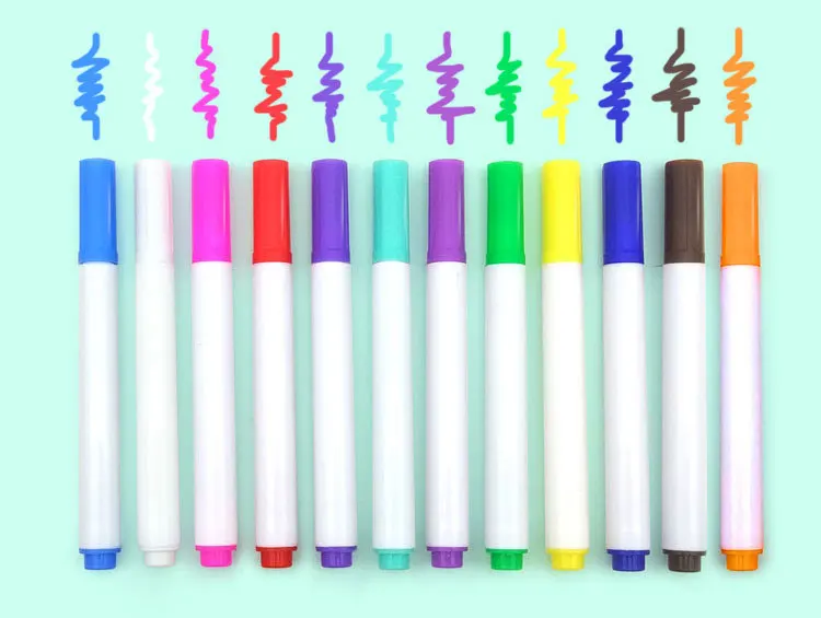 12 color pens Новинка ПВХ Дети DIY обучающая игрушка граффити Рисование книга стираемая доска с водой Мел раскраска книга доска для рисования - Цвет: 12 color pens