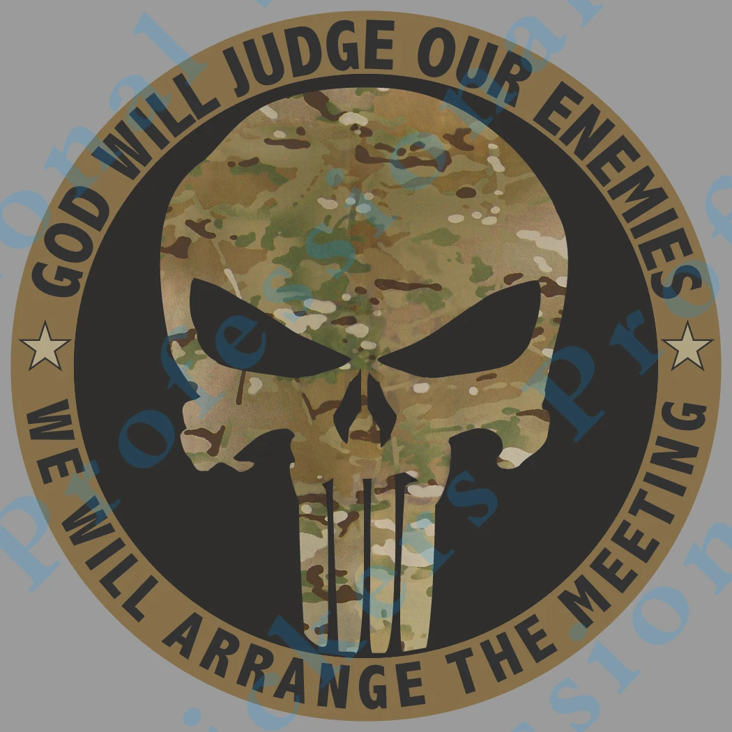 Череп Бог будет судить нашу клизму Decalss военный камуфляж наклейки для автомобиля