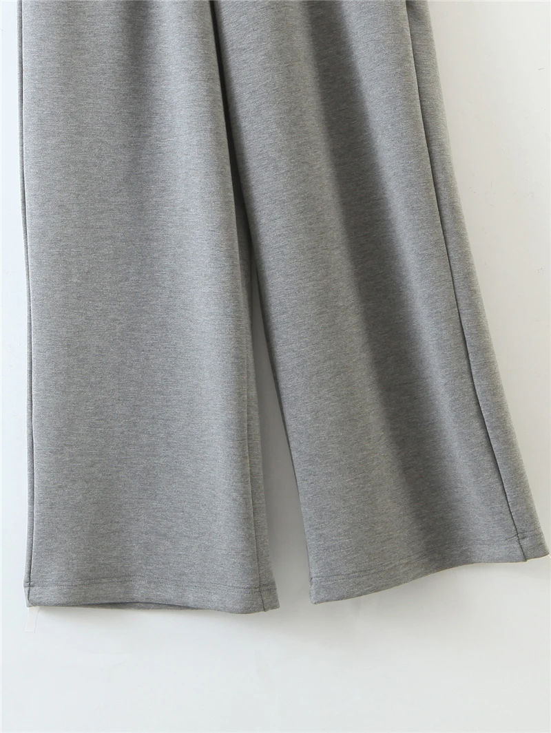 

Women casual Spring sports wide leg pants with double pocket high waist casual female trousers