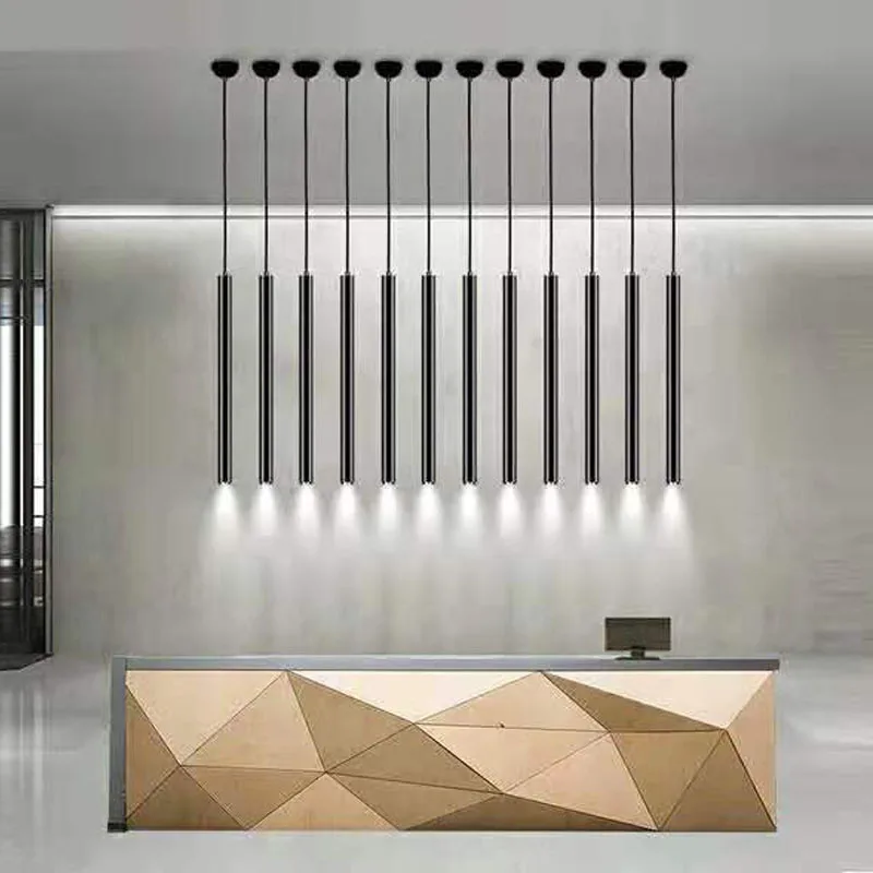 

Simple modern personality hanging line cylindrical chandelier led restaurant hotel cylindrical front chandelier