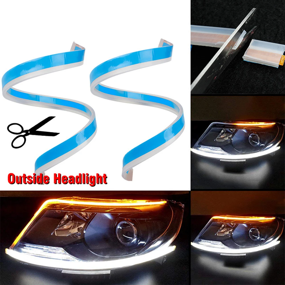 

Автомобильная универсальная лента Nltra-thin Light Guide, модифицисветильник силиконовая Светодиодная лента слез-глаз с поворотными лентами, дневны...