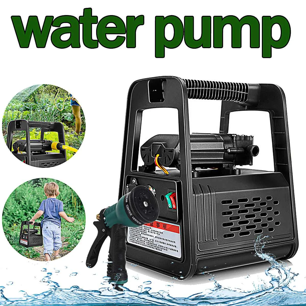 

100W 220V 7-9L/min Portable High Lift Solar Submersible Water Pump MC4 Solar Panel For Wash On Board Garden Farm Lawns Car Wash