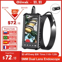oiiwak 5mm dual lens endoscope mini camera 5 18 ips 1080p ip67 waterproof snake inspection endoscope camera 32gb sewer plumbing