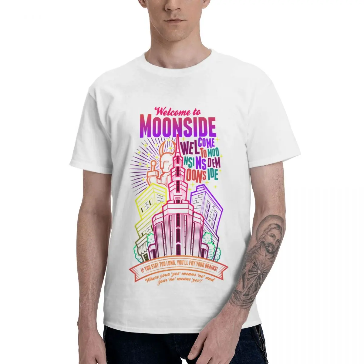 

Welcome To Moonside T-Shirts Pure Cotton Round Neck Men T Shirt Short Long Sleeve Oversized Gift Tee Tops US Size
