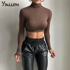 Базовая Женская однотонная водолазка Yiallen, осенняя эластичная повседневная майка, женские универсальные уличные топы для активного отдыха