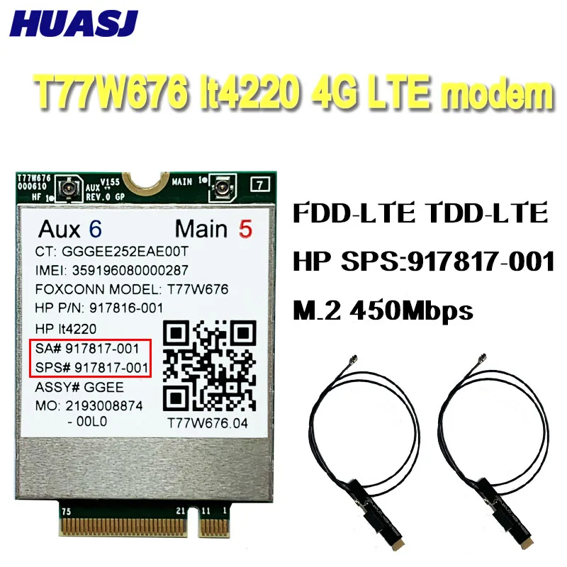 T77W676 lt4220 X12 для модема SODIAL 4G LTE 917817 100 WWAN M.2 450 Мбит/с беспроводная карта Elite X2 1030 G3