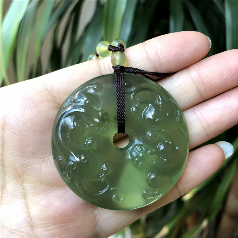 

Natural xiuyu jade A HandCarved landscape jadeite jade round lucky green jade pendant jade necklace jewelry jade necklaces woman