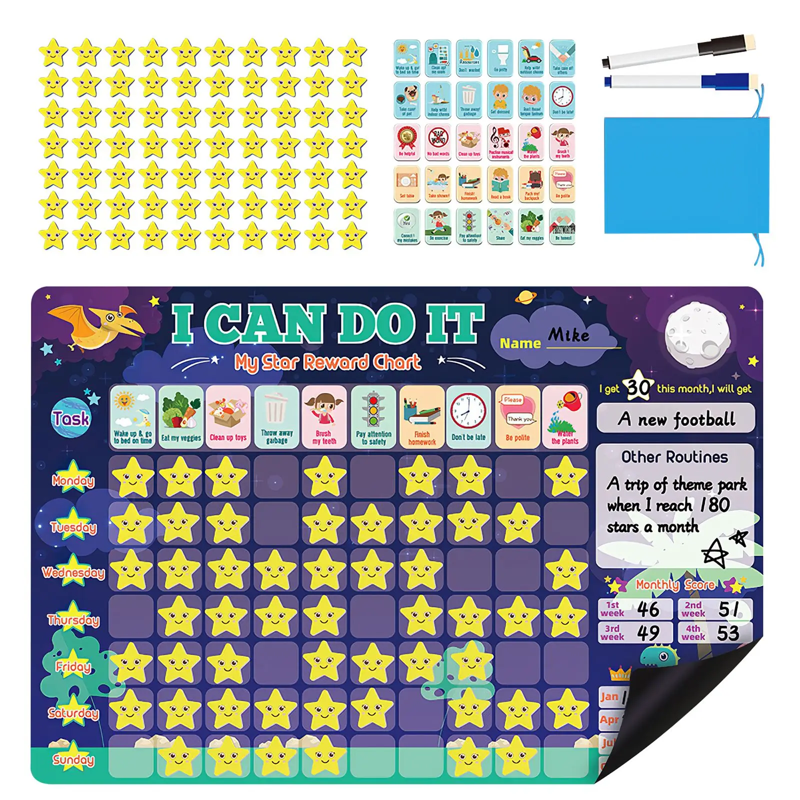 Creative Reusable Kids Magnetic Rewards Chart Weekly Planner Behavior Educational Toy Responsibility Chore Kids Schedule