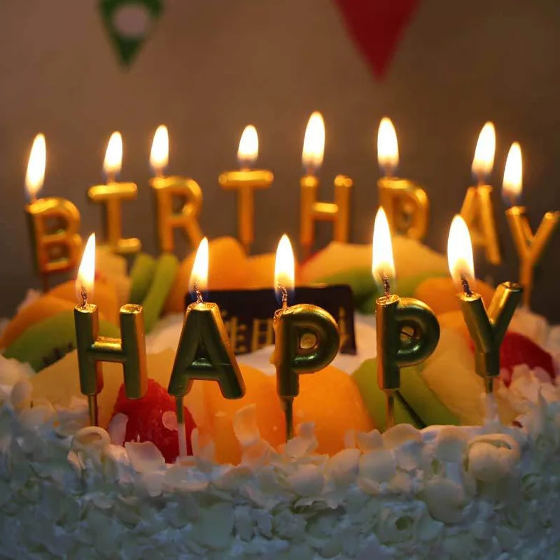 

1SET Cake Candles Topper Gold Flash Cake Topper Happy Birthday Party Decoration For Home Party Supplies Topper