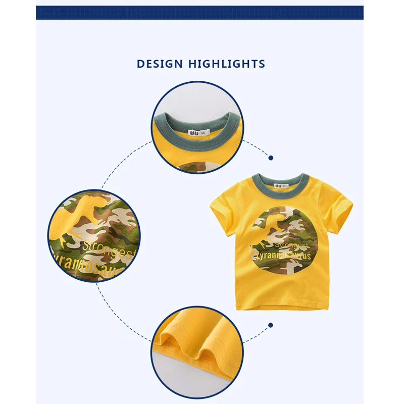 

Smgslib Boys & Girls T-shirts Kids Dinosaur Print T Shirt For Children Summer Short Sleeve T-shirt Cotton Tops Clothing clothes