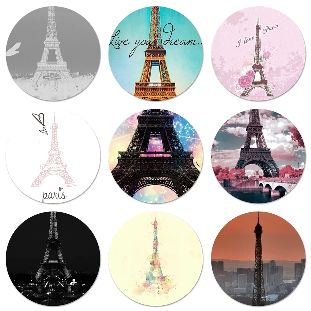 

France Paris the Eiffel Tower fashion Icons Pins Badge Decoration Brooches Metal Badges For Clothes Backpack Decoration 58mm
