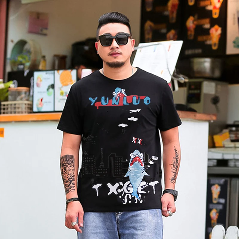 

summer Plus size half Sleeve tops men's fat guys tees t shirt men 2xl - 8xl 9xl o-neck 100% cotton short-sleeve T-shirt 160kg