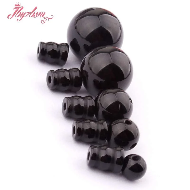 

8,10,12,mm Round Black Agates 5x7mm Pagoda Tibet Guru Smooth Natural Stone Beads 1 Set,For Necklace Jewelry Making,Free Shipping