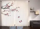 Акварельные цветочные занавески, цветущие вишневые деревья, бабочки, японское изображение сакуры, для гостиной, спальни, оконные занавески, коралл