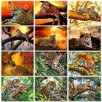 sdoyuno leopard painting by numbers kits handpainted oil painting animal picture drawing on canvas unique diy home decoration gi