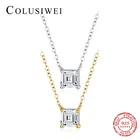 Colusiwei новый 925 стерлингового серебра 4 коготь изумруд огранки кубического циркония квадратной формы кулон для женщин звено цепи ожерелье Банкетный ювелирные изделия