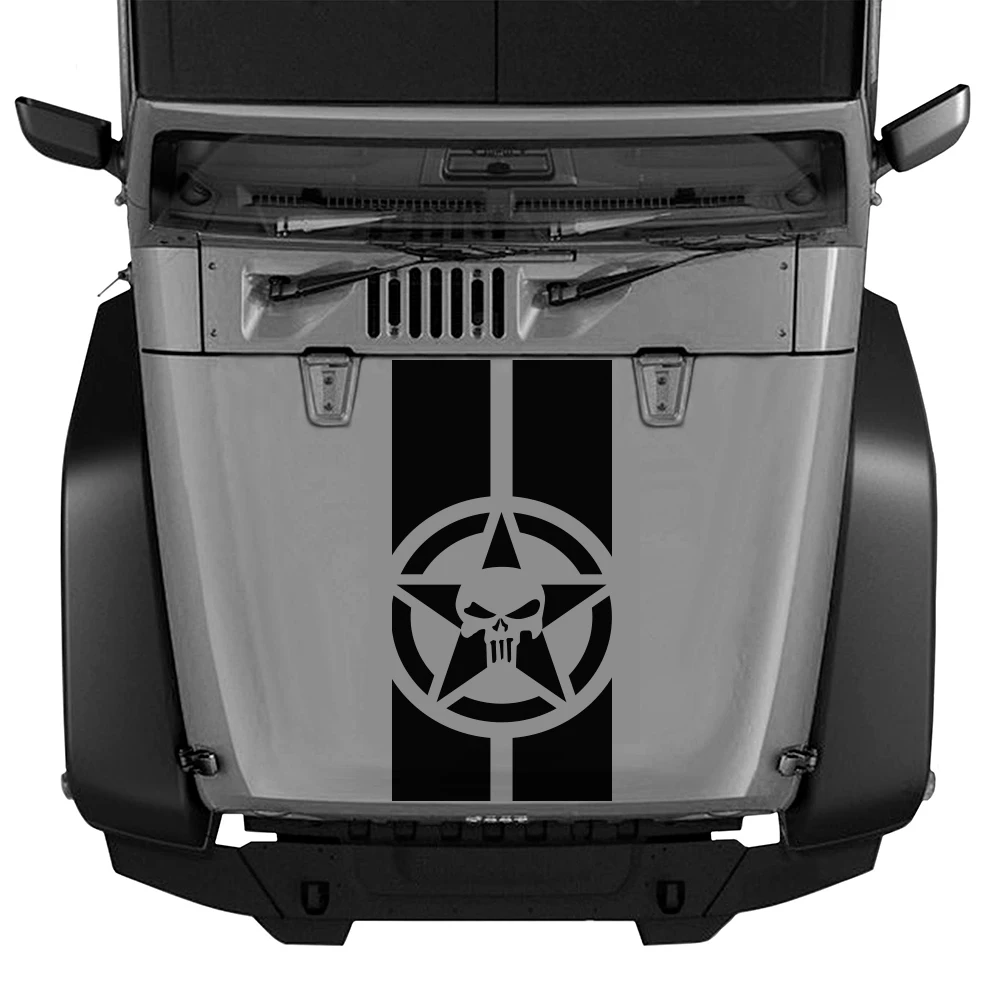 Для Jeep Wrangler JK TJ авто передний главный двигатель накладка наклейки Череп армия