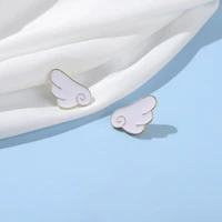 2 pcs wings enamel pins custom lovely cloud wings brooches bag badge childlike cartoon jewelry new year gift for kids