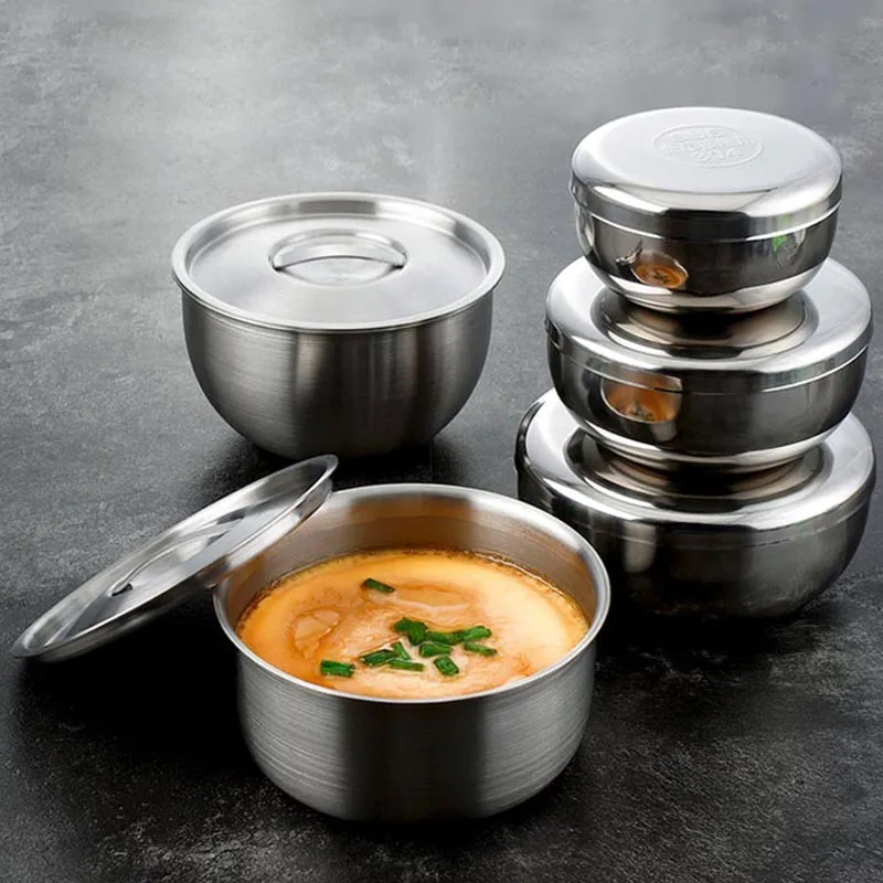 1 шт. термостойкая нержавеющая сталь контейнер для еды на пару миска яиц с крышкой