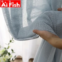 simple modern solid tulle decorative bee net gauze design sheer curtains for living room pure white linen curtain drapes my2215