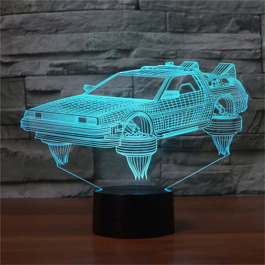 Автомобиль 8 Форма сенсорная настольная лампа 7 цветов Изменение Настольная 3D