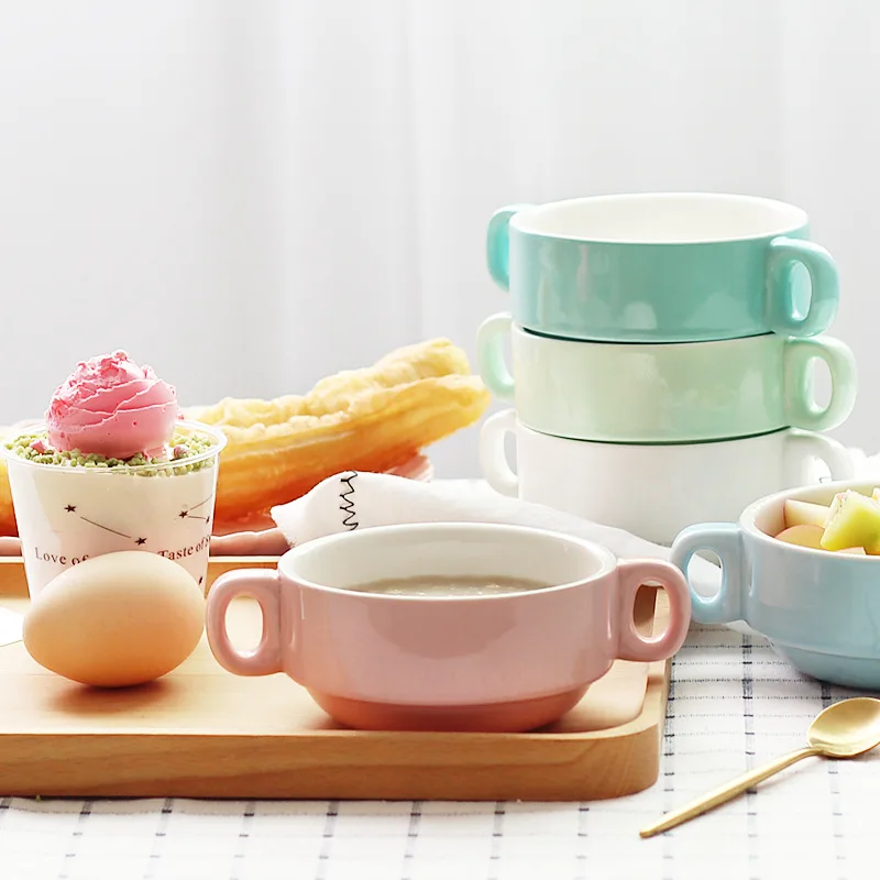 Керамическая лапша чаша с ручкой конфеты цвет дети для супа риса Кормления Чаша