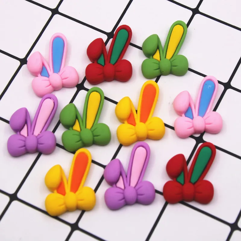 10 шт. милые кавайные смешанные кроличьи ушки серии с плоской спинкой акриловые