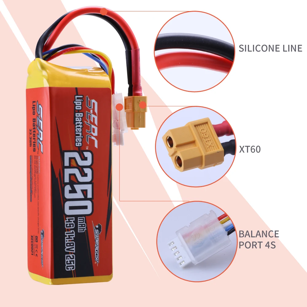 sunpadow 4s 148 v lipo батарея 2250 мач 25c с xt60 разъем