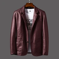 plus size m 6xl spring autumn mens pu leather jacket slim fit casual blazer coats men faux leather blasers