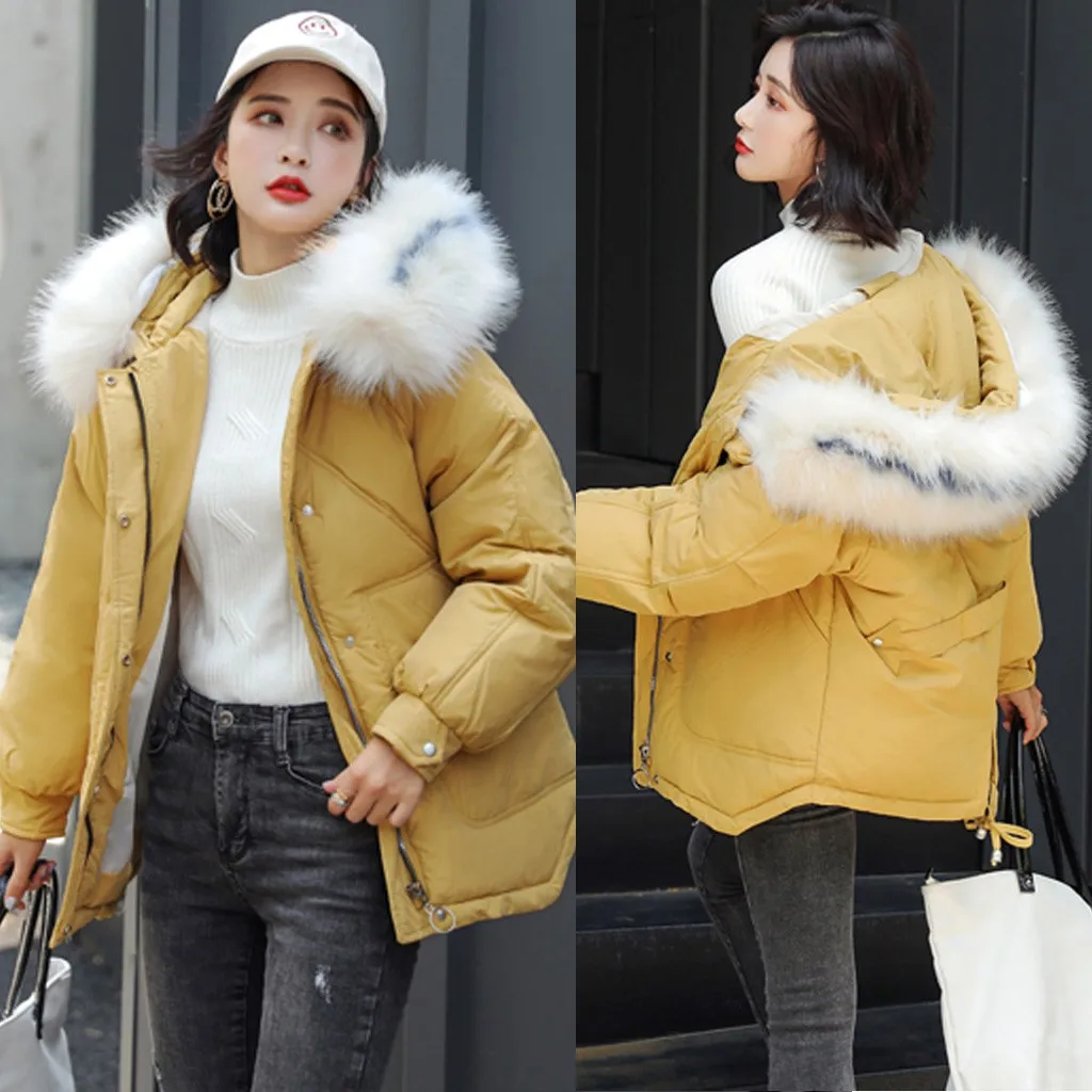 HSU 2019 Новое поступление модная женская однотонная зимняя ветровка с капюшоном