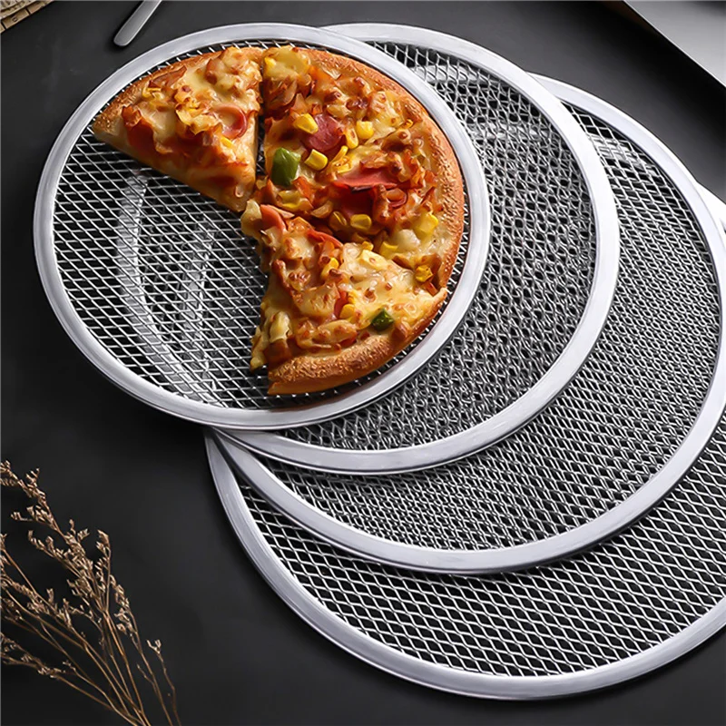 

6/7/8/9/10 Inch Round Pizza Mesh Pan BBQ Aluminum Non Stick Metal Baking Tray Net Ovens Kit Mesh Grill Bakeware Kitchen Tools