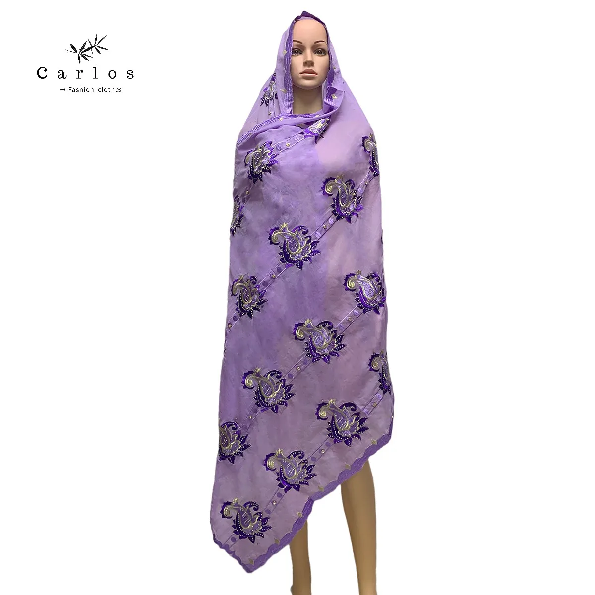 Новый стиль африканские женские шарфы мусульманская вышивка тяжелый хлопковый