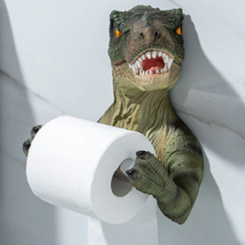 

3D Dinosaur Roll Paper Holder Wall-mounted Toilet Paper Rack Tyrannosaurus Decorative Tissue Towels Holder
