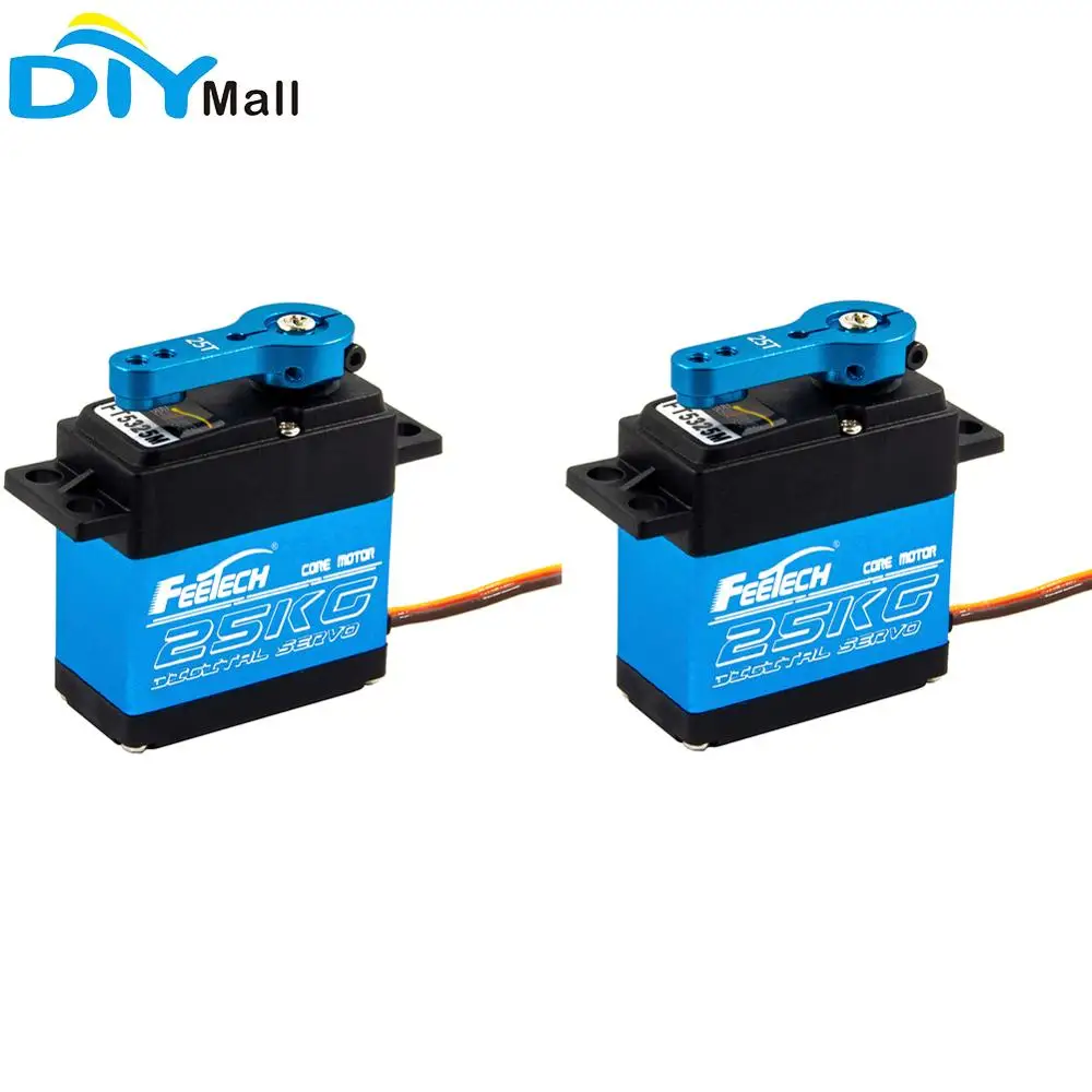 Серводвигатель Feetech FT5325M, 2 шт., 25 кг, 180 градусов, цифровой сервопривод 1/275, передаточное число 91 об/мин, синий, из алюминиевого сплава, с металлической рукояткой