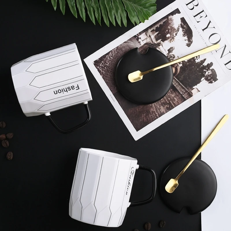 400 мл Геометрическая чашка Скандинавская керамическая кофейная кружка для чая