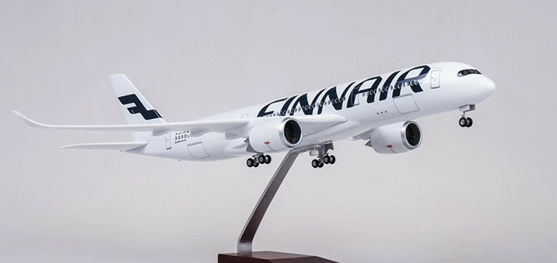 В наличии 47 см 1/142 A350 FINNAIR авиалайнер самолет модель с светодиодный светильник