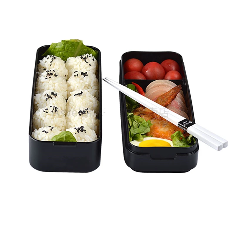 Японский стиль простая bento коробка пластиковые обеда еды посуда с сумками ложки