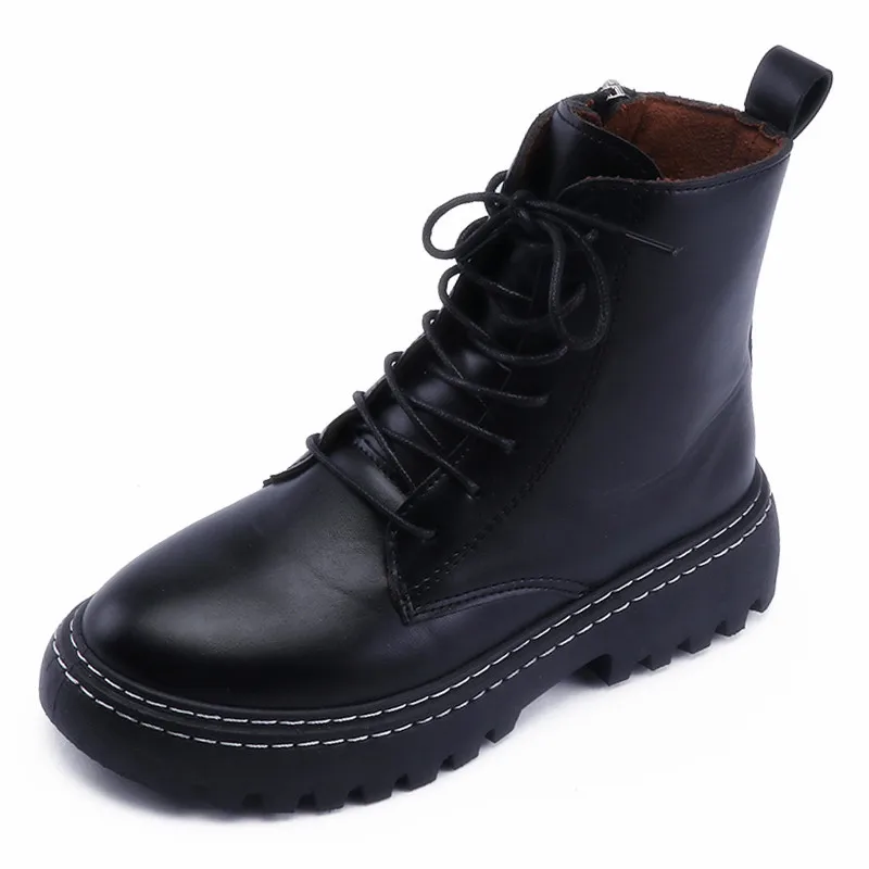 Женские ботинки в Корейском стиле Универсальные ботинки-мартинсы британском на