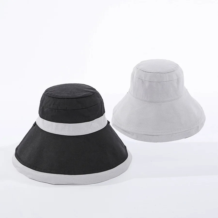 

Japanese new color matching double-sided wearing big brim fisherman hat Ladies summer Korean outdoor wild sun hat