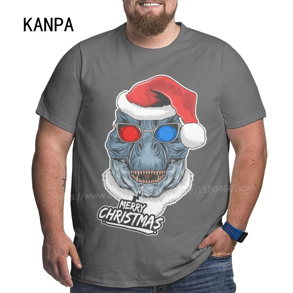 

Kanpa 100% Cotton 3D Graffiti T Shirts for Big Men Pattern Men Clothing Workout Tops Oversized Funny Dinosaur T-shirt Plus Size