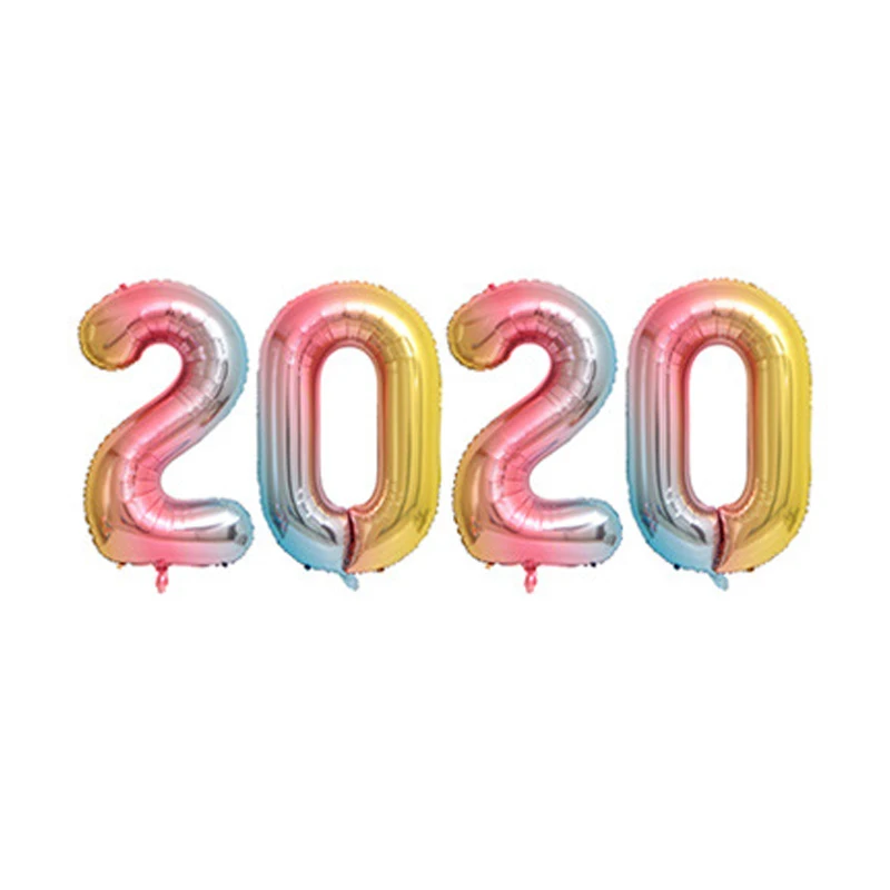 4 шт./лот 32 дюйма 2020 количество фольги шары золото серебро Радуга цифры воздушные