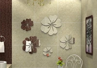 5pcs fashion flower mirror art diy acrylic wall sticker home decor