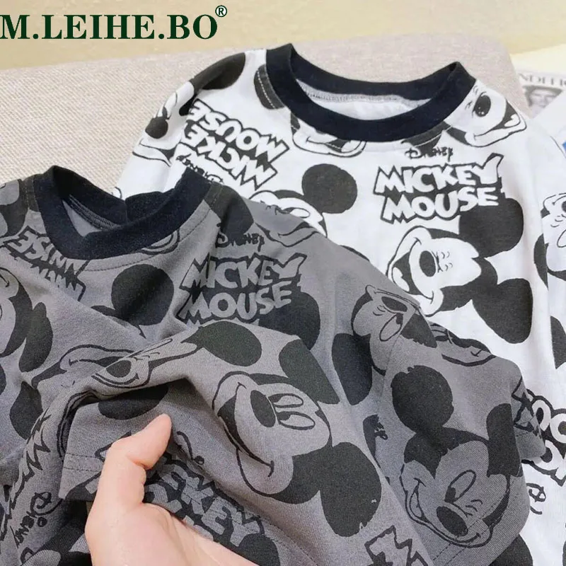 

Футболка с мультяшным принтом Микки Мауса для малышей детей мальчиков девочек унисекс детская хлопковая летняя одежда с короткими рукавам...