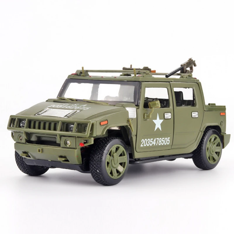 

Модифицированная модель автомобиля Hummer H1 в масштабе 1:32, литой металлический внедорожник, Игрушечная модель военного танка, модель брониров...