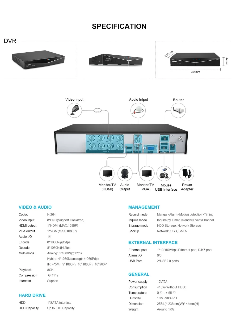 SANNCE 8CH 1080P видео система безопасности 5в1 DVR с 6 шт 1080P TVI Смарт ИК Открытый всепогодный CCTV камеры видеонаблюдения комплект