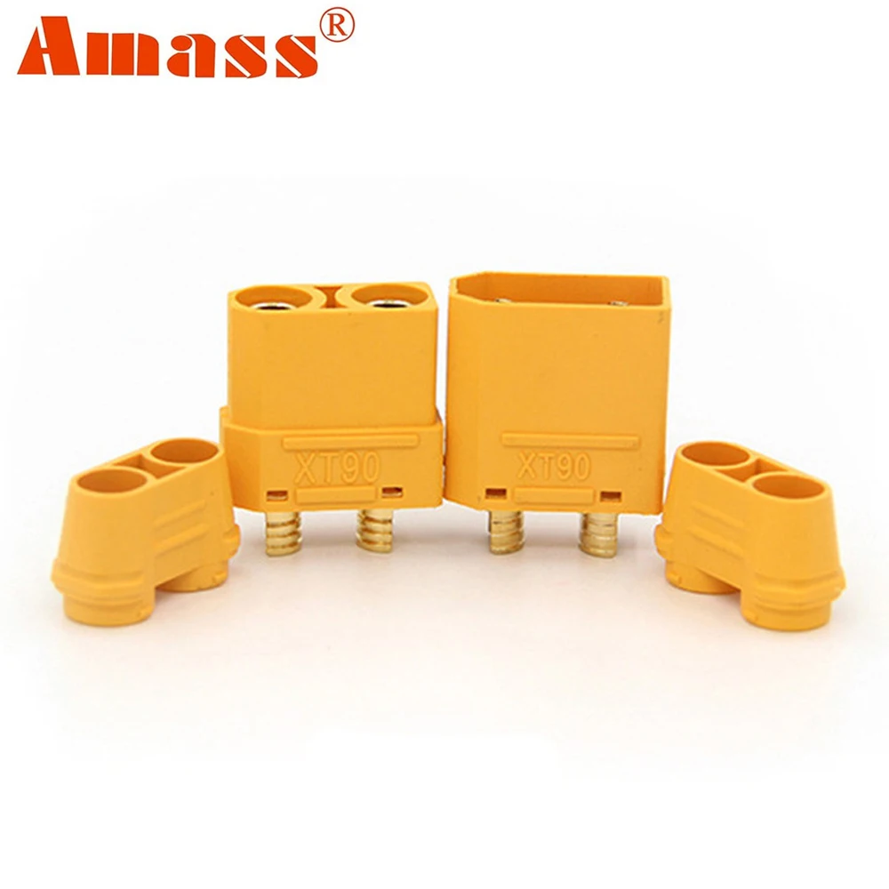 

2PCS Amass XT90 Connector XT90H 4.5mm Male Female Gold Plated Banana Plug For RC Car Drone Battery