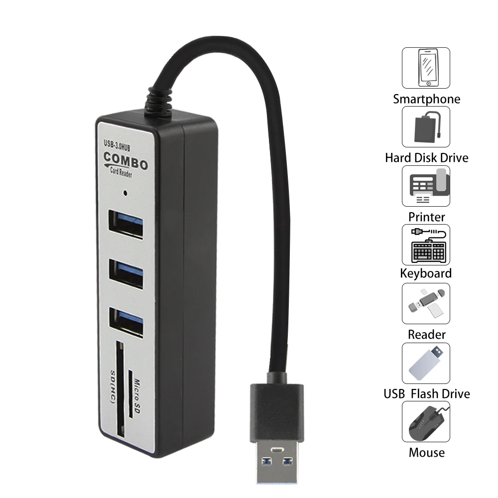 Концентратор 3 порта расширитель адаптер USB 0 все в одном Поддержка SD TF кардридер